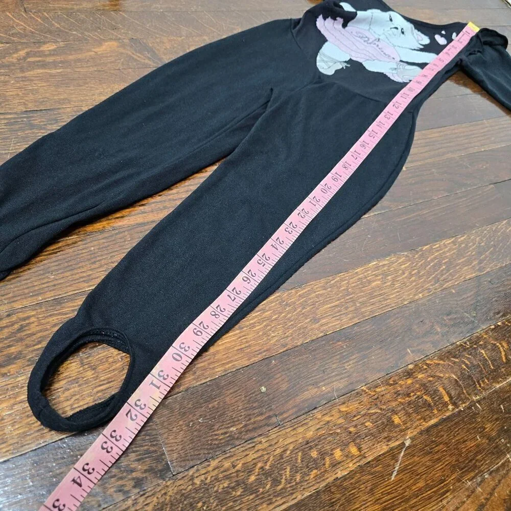 Vintage 80s 90s Ballerina Bear Stirrup Legging Girls Jumpsuit